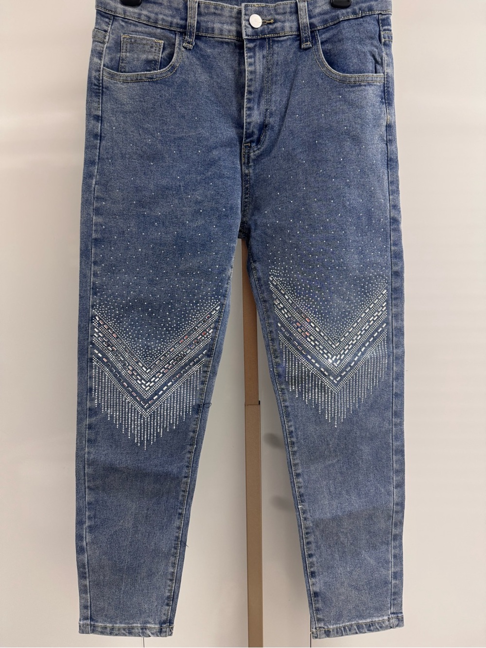 💎BTQ CUSTOM CRYSTAL SKINNY CROP JEANS